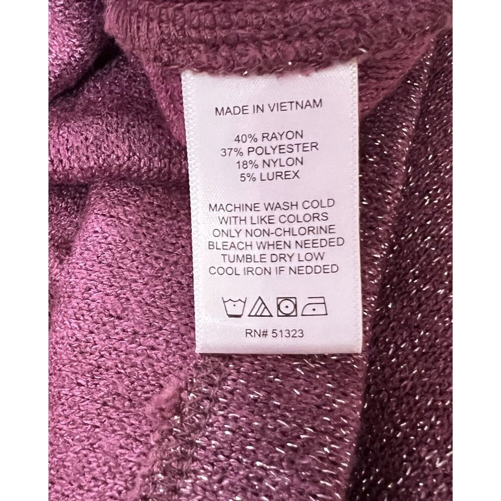 CeCe Women Shiny sweater Plus 3X Burgundy Puff sleeves Rayon polyester NWT - Picture 4 of 7